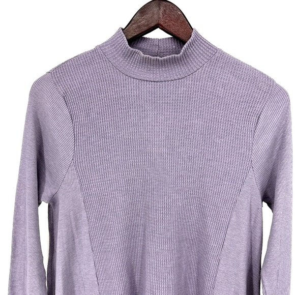 t.la Anthropologie XS Purple Sloane Waffle Knit Thermal Mock Neck Tunic Top NWT - Picture 3 of 9